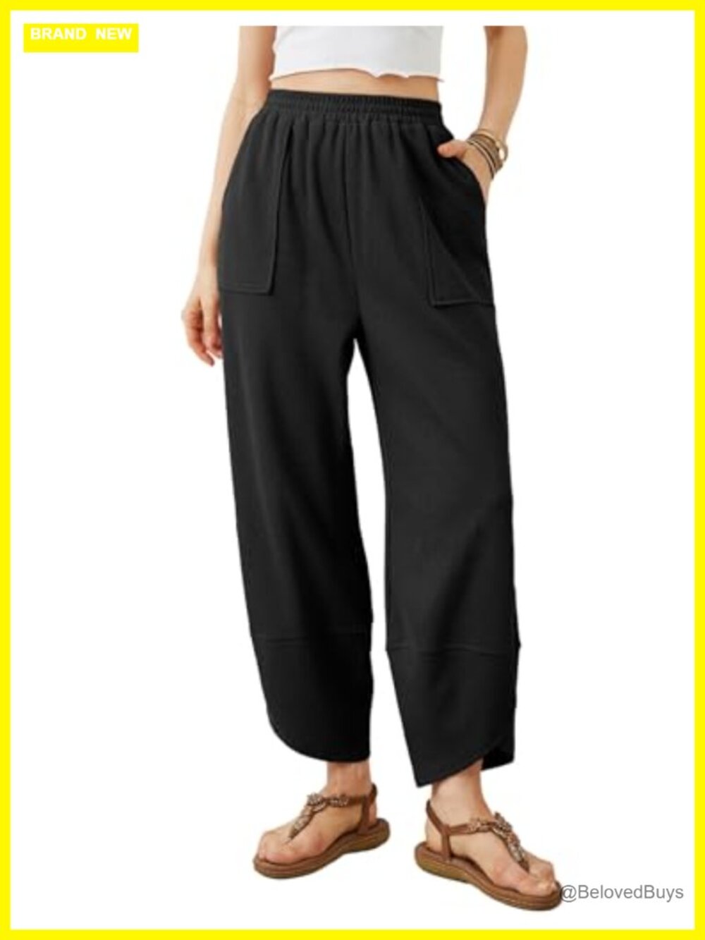 Womens Baggy Wide Leg Harem Pants Elastic Waist Casual Slouchy